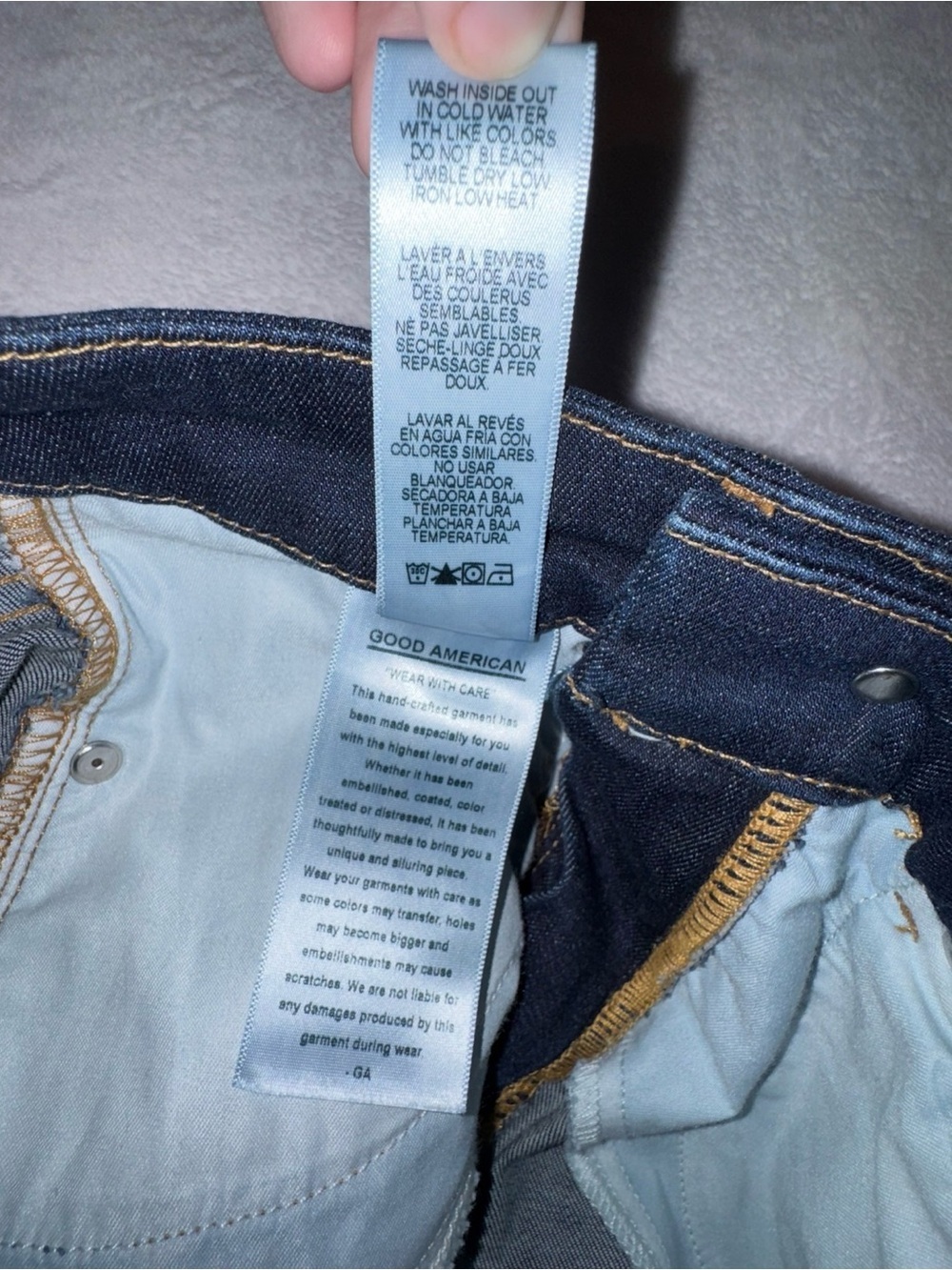 Good American Good Legs Crop Dark Blue Jeans Sz 0 - Picture 6 of 10